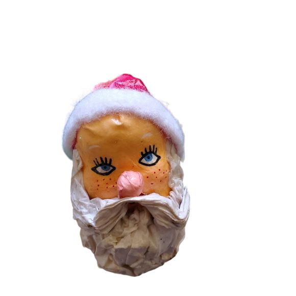 Vintage Handmade Paper Mache Santa Clause Mrs. Clause Wreath Ornaments Adorable - Picture 3 of 7